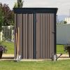 Patio 5ft Wx3ft. L Garden Shed; Metal Lean-to Storage Shed with Lockable Door; Tool Cabinet for Backyard; Lawn; Garden - Brown