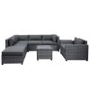 8 Piece Rattan Sectional Seating Group with Cushions, Patio Furniture Sets, Outdoor Wicker Sectional - Grey