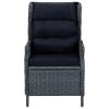 vidaXL Reclining Patio Chair with Cushions Poly Rattan Dark Gray - Grey