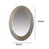 Oval Wood Encased Beveled Wall Decor Mirror with Reeded Design; Silver; DunaWest