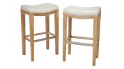 Jaeden Beige Backless 30-Inch Bar Stools (Set of 2)