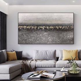 Top Selling Handmade Abstract Oil Painting Wall Art Modern Minimalist Gold Foil Picture Canvas Home Decor For Living Room Bedroom No Frame (size: 40X80Cm)