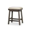 24" Counter Stool; Weathered Gray Finish; French Gray Leather Seat
