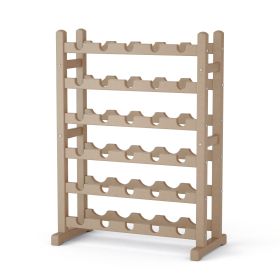 Wine Racks Freestanding Floor; 30 Bottles Wine Bottle Holder; 6-Tier Wine Storage Display Shelves for Kitchen;  Living Room;  Wine Cellar;  Bar (Color: Wood)