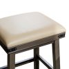 24" Counter Stool; Weathered Gray Finish; French Gray Leather Seat