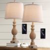 26" Bedside Nightstand Lamp with Dual USB Ports(Set of 2)